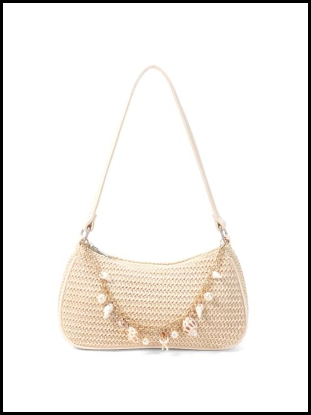 Straw Shoulder Bag Boho Woven Purse Raffia Beach Bag with Zipper